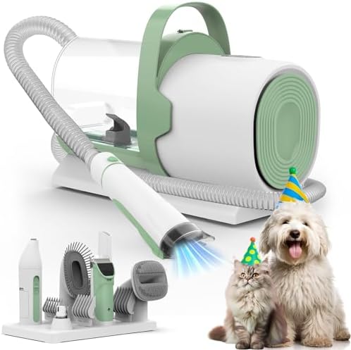 Dog Grooming Vacuum, Pet Grooming Kit with Clipper Nail Trimmer Grinder, 2.5L Dust Cup 7 Grooming Tools 11000Pa Dog Hair Vacuum for Shedding Grooming, Home Cleaning, PG50 Plus by FIXR