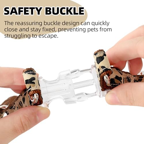 Mile High Life Leopard Dog Harness Collar Leash Set, Adjustable No Pull Dog Halter Harness for Small Breed Dogs, Easy Control for Training Walking (Brown, M Chest 15"-21", Neck 13"-17") - Image 6