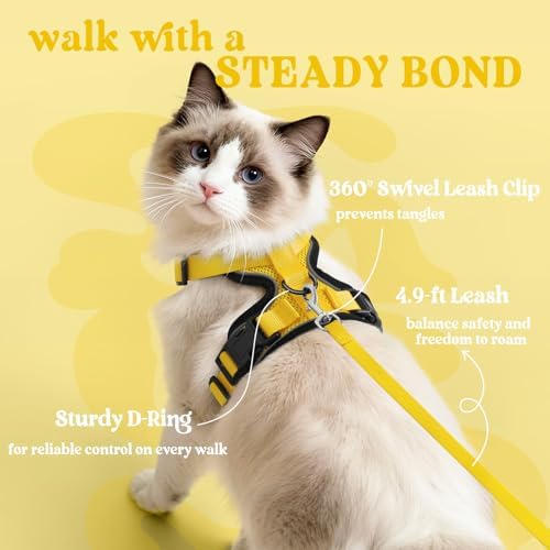 rabbitgoo Cat Harness and Leash Set, Escape Proof Vest, Yellow - Image 5