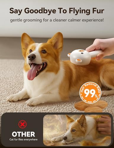 Pet Steam Brush for Dogs & Cats, Brushes for Indoor Cats with Release Button, Undercoat Removal Grooming brush, Dual Spray USB Rechargeable, Dog Brush for Shedding for All Long- and Short-haired Pets - Image 3