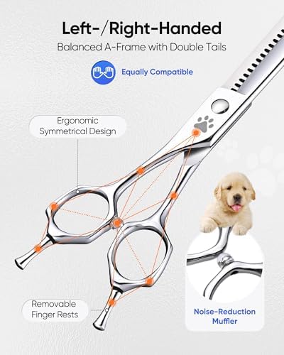 ULG 40-tooth Curved Thinning Scissors Dog Shears for Grooming, 7 Inch,Japanese 440C Stainless Steel - Image 5