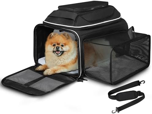 Petskd Top and Side Expandable Small Pet Carrier Airline Approved, Black by Petskd