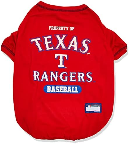 MLB Texas Rangers Dog T-Shirt, X-Large. - Licensed Shirt for Pets Team Colored with Team Logos. - Premium Stretchable Materials for The Comfort of Your Dog & cat. by PETSFIRST
