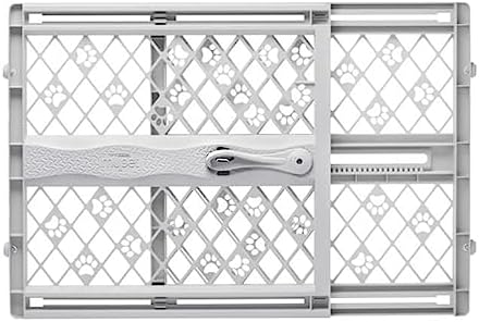 MYPET North States Paws Portable Pet Gate: 26-40" Wide. Pressure Mount. No tools needed. Made in USA. Dog Gate 23" Tall, Expandable, Durable Dog Gates for Doorways, Light Gray by NorthStatesMyPet
