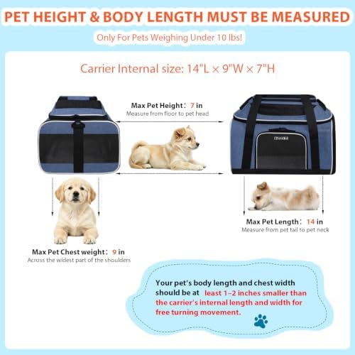 Petskd Top and Side Expandable Small Pet Carrier Airline Approved, Blue - Image 3