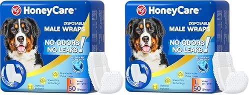 All-Absorb Male Dog Wrap, Large | 50 Count | Pack of 2 by HoneyCare