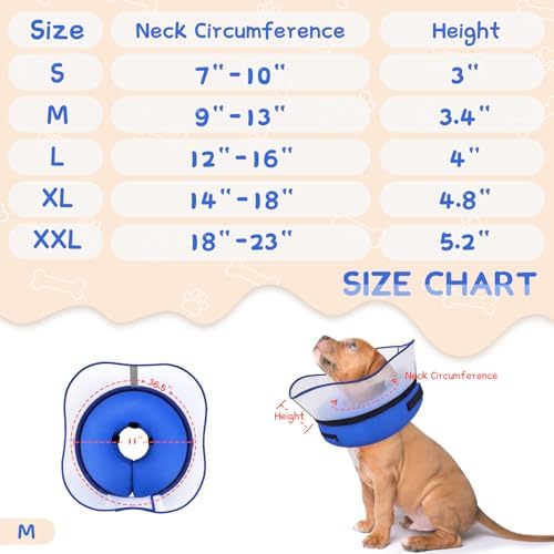 Supet Raised Inflatable Dog Cone Collar to Stop Licking, Soft Dog Cone Alternative After Surgery, Pet Neck Donut Collar for Small Medium Large Dogs - Image 6