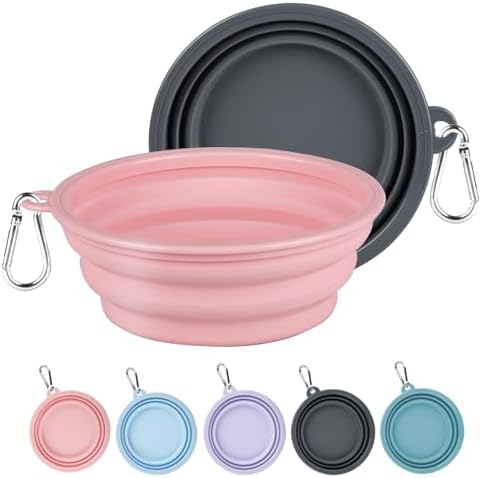Kytely Collapsible Dog Bowls Medium (650ml), 2 Pack Travel Dog Bowls for Dog Cat, Portable Pet Water Food Bowl with Clasp, Pet Cat Feeding Cup Dish for Outdoor, Travel, Walking, Parking by Kytely