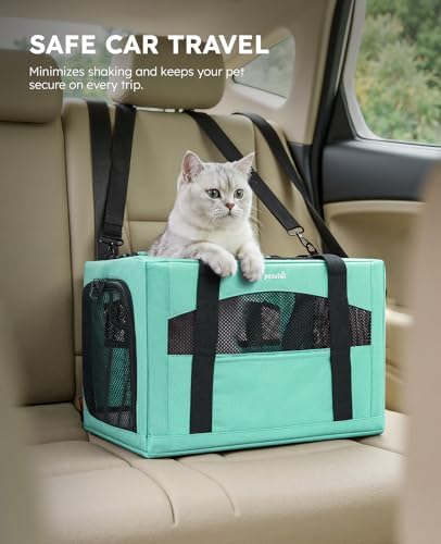 Pecute Cat Carrier Stable, Pet Carrier with Privacy Partition,Light Green - Image 6