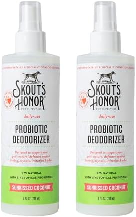 SKOUT'S HONOR Probiotic Dog Deodorizing Spray- SC, 8 oz, 2-Pack by SKOUTSHONOR