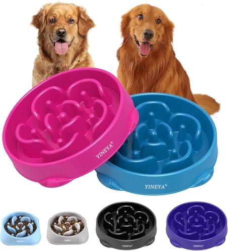 YINEYA 4 Cups Slow Feeder Dog Bowls Large Breed, Anti-Choking Pet Supplies, Maze Dog Food Bowl, Puzzle Feeder That Slow Down Eating 2PCS by YINEYA