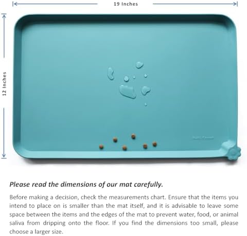 Hoki Found Silicone Pet Food Mats Tray - Non Slip Cat & Dog Bowl Mats - Waterproof & Pet-Friendly for Carpet - Glacier - Image 5