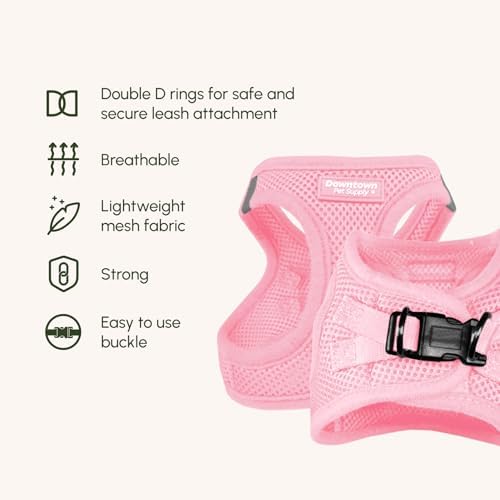 Downtown Pet Supply Step in Dog Harness for Medium Dogs - Adjustable, Escape Proof Dog Harness with Reflective Trim - All-Weather, Fast-Drying Padded Mesh Fabric - Baby Pink, M - Image 3