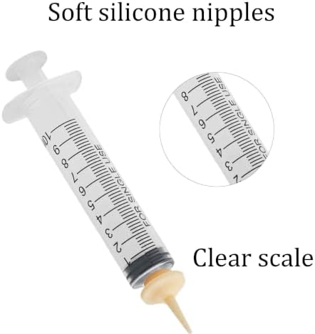 Pet Feeding Syringe with Soft Silicone Nipples, Newborn Nursing Feeder for Kittens, Puppies, Rabbits, Small Animals(10ml+30ml+2 Nipples) - Image 3