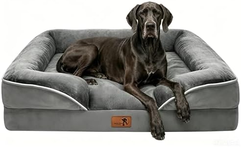 Spotted Play Orthopedic Dog Bed with Sides - Dog Sofa Beds for Extra Large Dogs, Supportive Foam Pet Couch Bed with Washable Removable Cover, Waterproof Lining and Non-Slip Bottom, Grey - XXL by Spotted+Play