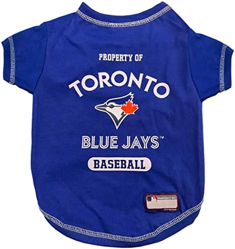MLB Toronto Blue Jays Dog T-Shirt Extra Large. - Licensed Shirt for Pets Team Colored with Team Logos- Premium Stretchable Materials for The Comfort of Your Dog & Cat by PETSFIRST