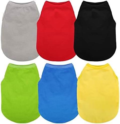 Paiaite 6 Pieces Plain Dog Shirt Sleeveless Puppy Cotton Dog Shirts Breathable Pet Apparel Tank Top Colorful Puppy Sweatshirt Clothes for Small Medium Dogs S by Paiaite