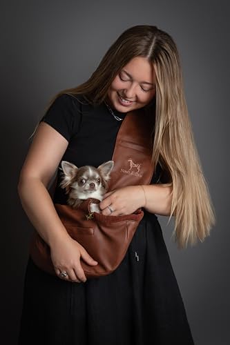 Noah & Paw Dog Sling Carrier for Small Dogs 3-10lb, Dog Sling for Small Dogs and Cats, Dog Carrier with Adjustable Padded Strap, Vegan Leather Lined with Fur, 3X Safety Features, Machine Washable - Image 3