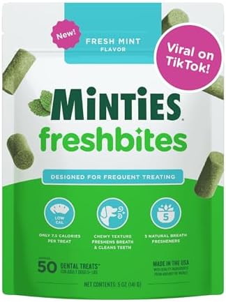 Minties FreshBites Low-Calorie Dental Chews for Dogs, 50 Ct by Minties