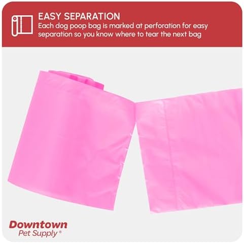Downtown Pet Supply Poop Bags for Dogs with Dispenser, 180 Count - Leak-Proof Dog Waste Bags and Bone-Shaped Dog Poop Bags Holder for Leash - Pink, 12.5" x 8.5" - Image 5
