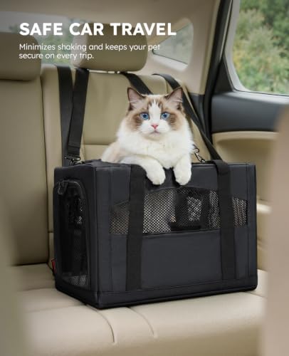 Pecute Cat Carrier Stable, Pet Carrier with Privacy Partition,Dark Gray - Image 6