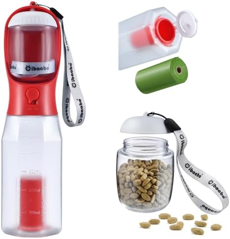 Cibaabo Dog Water Bottle with Food Container & Poop Bag Holder & Filter by Cibaabo