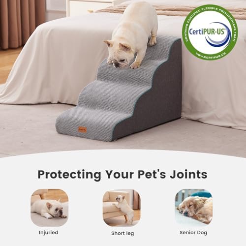 Gardner Pet 4-Step Dog Stairs for Small Dogs 18.5" H, Curved 4-Step Pet Stairs, Dog Steps for High Bed (18-20 in), Couch with Durable Non-Slip Waterproof Fabric Cover and CertiPUR-US Certified Foam - Image 3