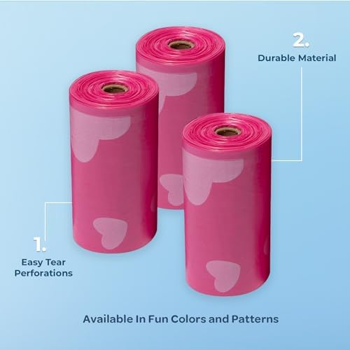 Best Pet Supplies Poop Bags for Dogs - Pink Heart, 240 Count - Image 2