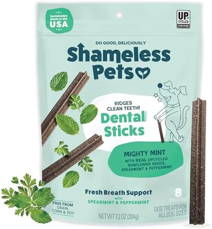 Shameless Pets Triple Mint Dental Chews for Dogs, 8 Chews by SHAMELESSPETS