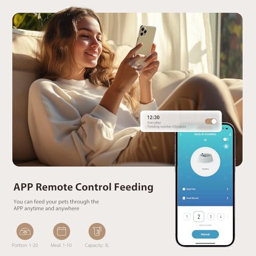 IMIPAW 5G WiFi Automatic Cat Feeder and Water Dispenser, Timed Dry Food Dispenser APP Remote Control, Programmable Portions, with Desiccant, Cat Fountains for Drinking with Filter, Small Pets (Combo) - Image 4