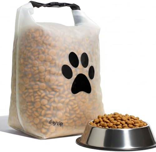 (re)zip Large Pet Food Storage Bag & Kibble Carrier, 40-Cup Roll Top, Black by rezip