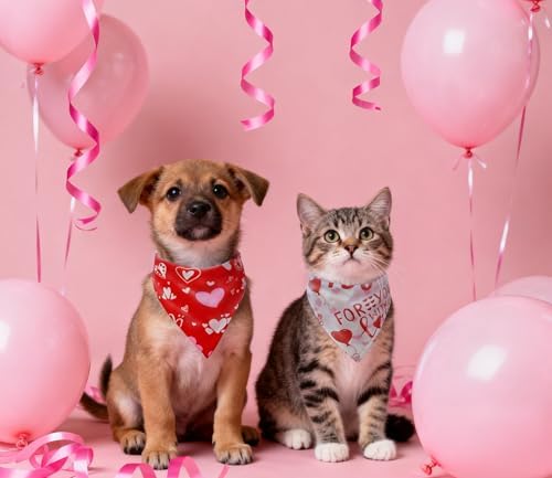 Valentine's & St. Patrick's Day Dog Bandana Set 2PCS-Small,Holiday Party Costumes,Pet Scarves for Boys and Girls,Dog Outfit Gifts for Small Dogs and Cats,Diverse Festive Styles - Image 5