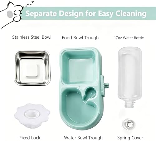 Hanging Dog Bowls, Cage Automatic Cat Food and Water Bowl Set - Image 4