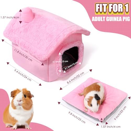 Guinea Pig Hideout - Guinea Pig Bed, Separable Plush Roof, Bunny Hideout, Rabbit Bed, House Bed for Small Pets, Pure Pink - Image 6