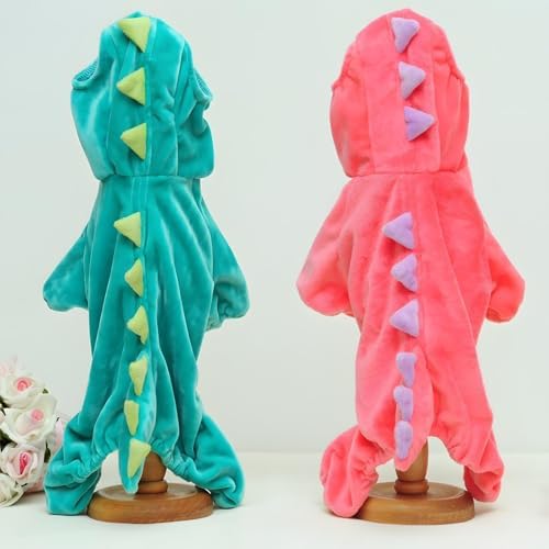 Hotumn Dinosaur Dog Halloween Costume Pet Dino Hoodie for Small Dogs (Medium, Pink) - Image 4