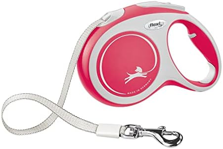 FLEXI New Comfort Tape Retractable Dog Leashes for Large Dogs Upto 132 lbs. – 16 ft., Red/Pastel | Tangle Free Pet Walking Leash with One-Handed Brake, Pause, Lock|German Quality Product by Flexi