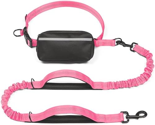 iYoShop Hands Free Dog Leash with Zipper Pouch, Medium, 8-25 lbs, Pink by iYoShop