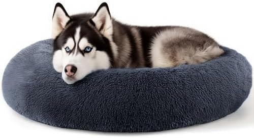 Extra Large Dog Beds, 36in Human Dog Anxiety Relief Comfort Bed (Dark Grey) by Hoewina