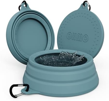OHMO Spill Proof Collapsible Dog Bowl, 34oz Portable Dog Water Bowl by OHMO