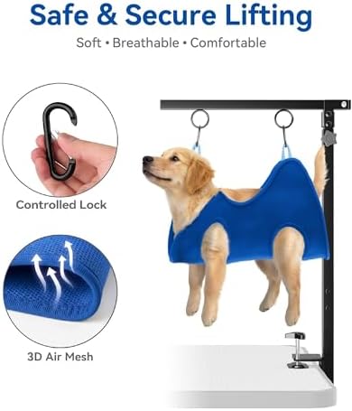 Adjustable Foldable Dog Grooming Arm with Clamp, 26–40 in Height, Safety Hammock & No-Sit Holders, Grooming Restraint for Small & Medium Dogs - Image 2