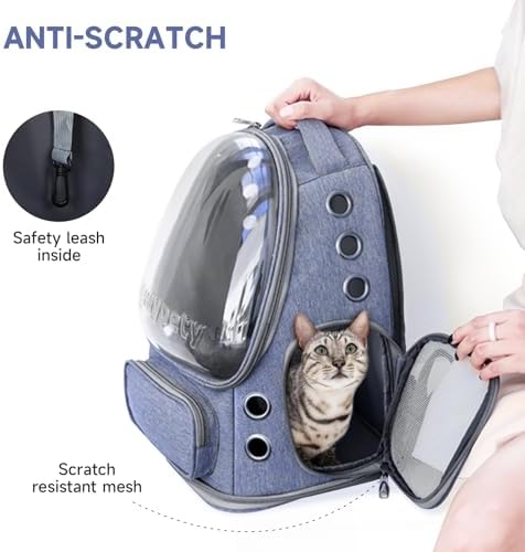 Cawypety Cat Backpack Carrier Large Space Bubble Backpack up to 12lbs Blue - Image 4