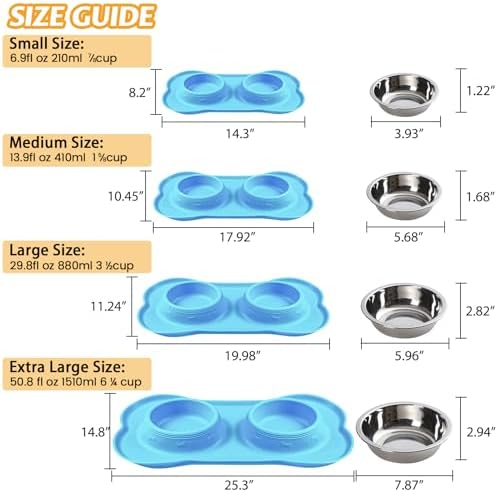 Hubulk Pet Dog Bowls 2 Stainless Steel Dog Bowl with No Spill Non-Skid Silicone Mat + Pet Food Scoop Water and Food Feeder Bowls for Feeding Small Medium Large Dogs Cats Puppies (X- Large, Turquoise) - Image 4