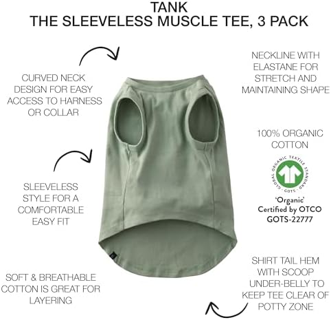 Pet Passion Tank Dog T-Shirt, Sleeveless, 3 Pack, Sage Ombre, X-Large - Image 2