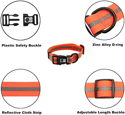 Nimble Reflective Waterproof Dog Collar Adjustable Odor Resistant Easy Clean Pet Collar for Small Medium Large Dogs Night Walking Outdoor Rainy Use (Small (9.45”-14.17”inches), Orange) - Image 3