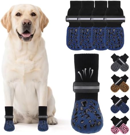 KOOLTAIL Anti Slip Dog Socks to Prevent Licking Paws,Dog Shoes for Hot Pavement, Reflective Traction Control Booties, Dogs Boots & Paw Protector for Hardwood Floors Small Medium Large Senior Dogs by KOOLTAIL