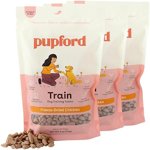 Pupford Freeze Dried Dog & Puppy Training Treats (Chicken, 4 oz, 3 Pack) by Pupford