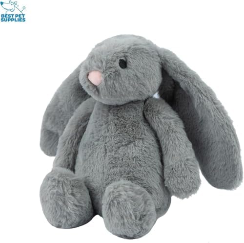 Best Pet Supplies Bunny Buddy Squeaky Plush Dog Toy - Beige & Gray - Image 2