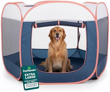 FurHaven Soft-Sided Dog & Cat Playpen, Portable Foldable Indoor & Outdoor Pet Playpen with Mesh Windows & Zippered Door, Navy, Extra Large (Pack of 8) by FurHaven