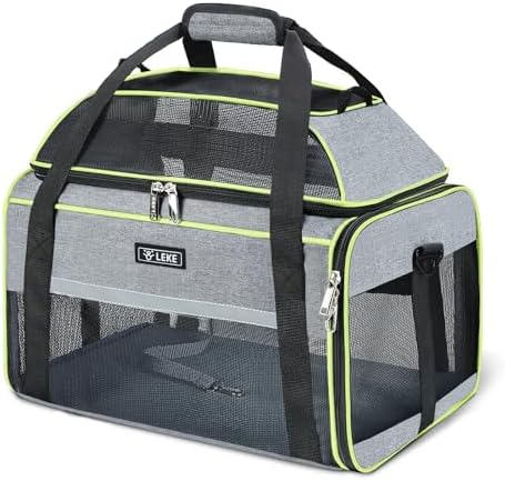 Lekereise Top-Expandable Pet Carrier 18x11x11Inch Delta American United Airline Approved Soft Sided Underseat to 15lbs Travel Carriers for Small Dogs Cats with Locking Safety Zippers Anti-Scratch Mesh by Lekereise