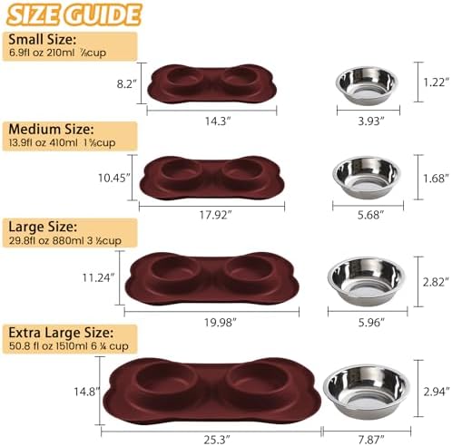 Hubulk Pet Dog Bowls 2 Stainless Steel Dog Bowl with No Spill Non-Skid Silicone Mat + Pet Food Scoop Water and Food Feeder Bowls for Feeding Small Medium Large Dogs Cats Puppies (X- Large, Burgundy) - Image 4